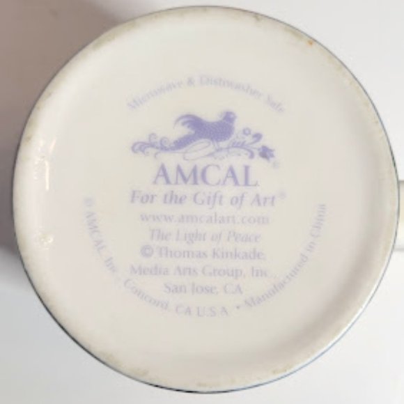 THOMAS KINKADE "THE LIGHT OF PEACE" AMCAL ART COFFEE MUG - Picture 4 of 6